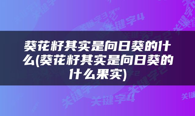 葵花籽其实是向日葵的什么(葵花籽其实是向日葵的什么果实)