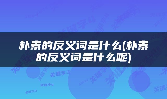 朴素的反义词是什么(朴素的反义词是什么呢)