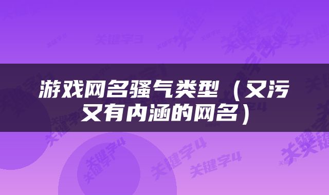 游戏网名骚气类型（又污又有内涵的网名）
