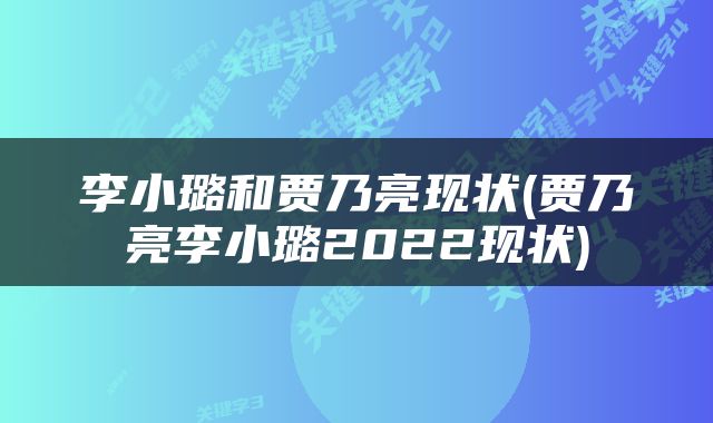 李小璐和贾乃亮现状(贾乃亮李小璐2022现状)