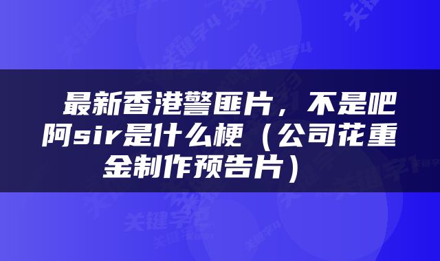 最新香港警匪片，不是吧阿sir是什么梗（公司花重金制作预告片） 