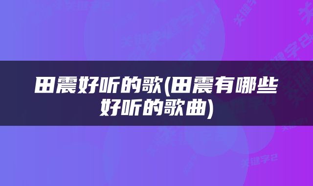 田震好听的歌(田震有哪些好听的歌曲)