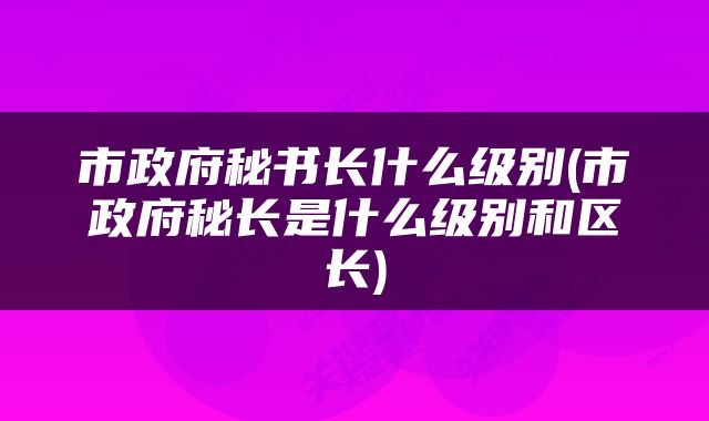 市政府秘书长什么级别(市政府秘长是什么级别和区长)