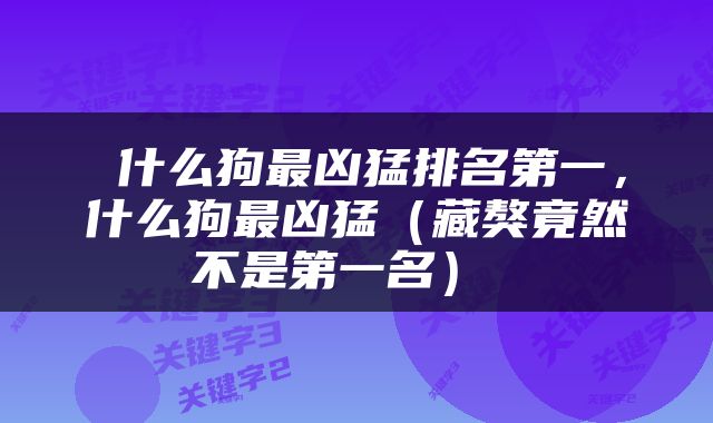  什么狗最凶猛排名第一，什么狗最凶猛（藏獒竟然不是第一名） 