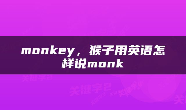 monkey，猴子用英语怎样说monk