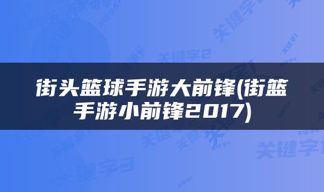 街头篮球手游大前锋(街篮手游小前锋2017)