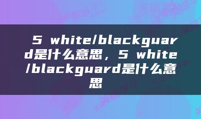  5 white/blackguard是什么意思，5 white/blackguard是什么意思 