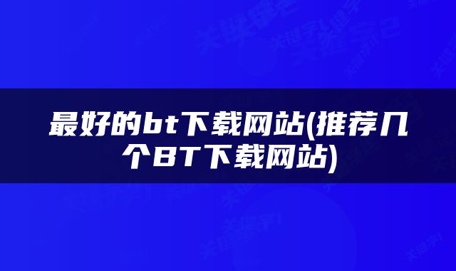 最好的bt下载网站(推荐几个BT下载网站)