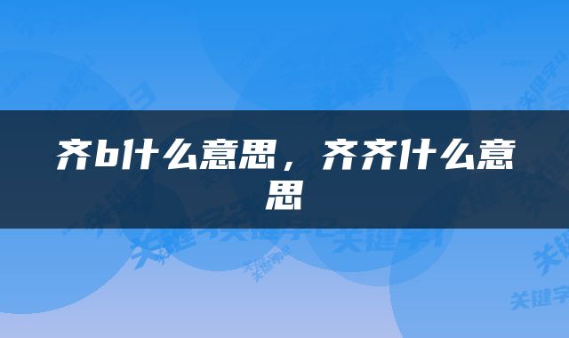 齐b什么意思，齐齐什么意思