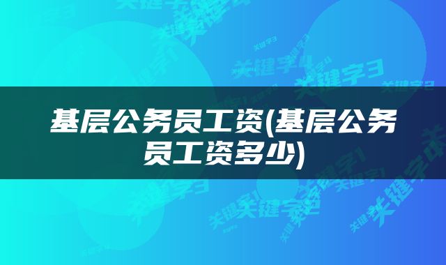 基层公务员工资(基层公务员工资多少)