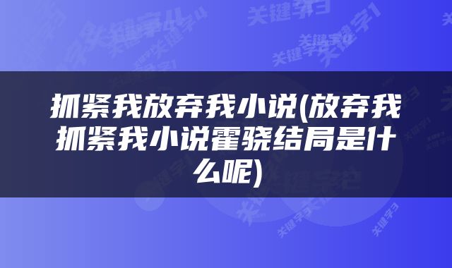 抓紧我放弃我小说(放弃我抓紧我小说霍骁结局是什么呢)