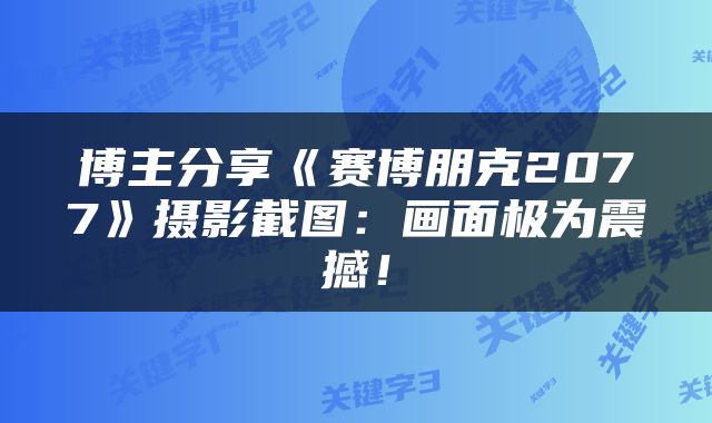 博主分享《赛博朋克2077》摄影截图：画面极为震撼！