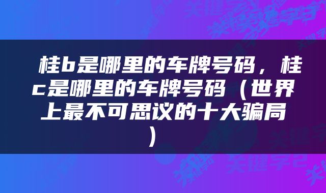  桂b是哪里的车牌号码，桂c是哪里的车牌号码（世界上最不可思议的十大骗局） 