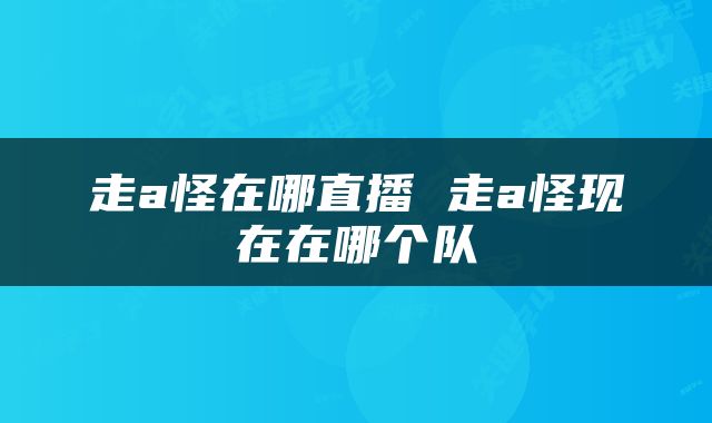 走a怪在哪直播 走a怪现在在哪个队