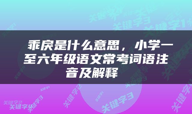  乖戾是什么意思，小学一至六年级语文常考词语注音及解释 