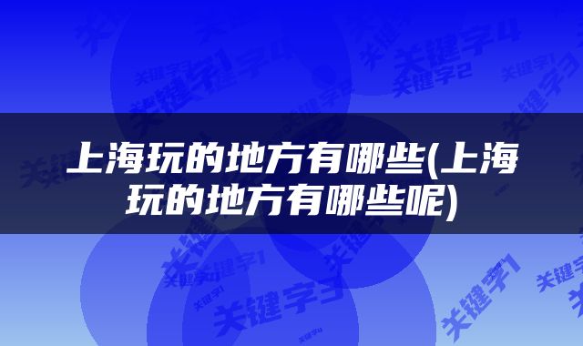 上海玩的地方有哪些(上海玩的地方有哪些呢)
