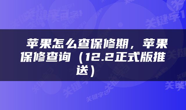  苹果怎么查保修期，苹果保修查询（12.2正式版推送） 