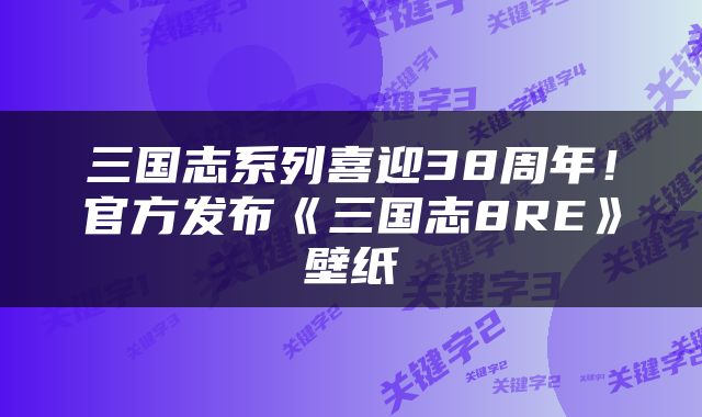 三国志系列喜迎38周年！官方发布《三国志8RE》壁纸