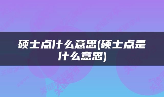 硕士点什么意思(硕士点是什么意思)