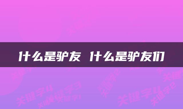 什么是驴友 什么是驴友们