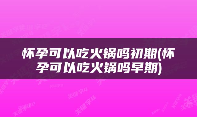 怀孕可以吃火锅吗初期(怀孕可以吃火锅吗早期)
