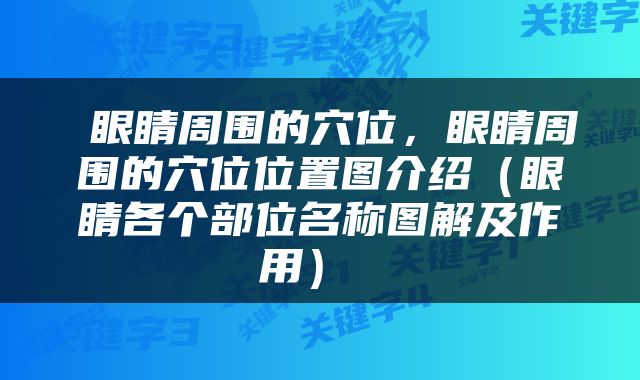  眼睛周围的穴位，眼睛周围的穴位位置图介绍（眼睛各个部位名称图解及作用） 