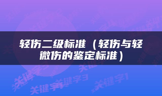 轻伤二级标准（轻伤与轻微伤的鉴定标准）