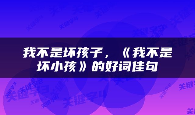 我不是坏孩子，《我不是坏小孩》的好词佳句