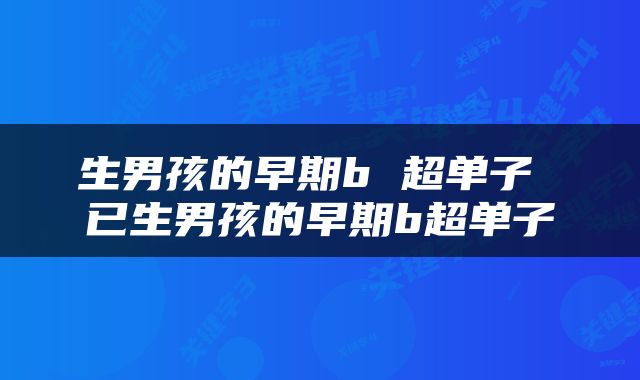 生男孩的早期b 超单子 已生男孩的早期b超单子