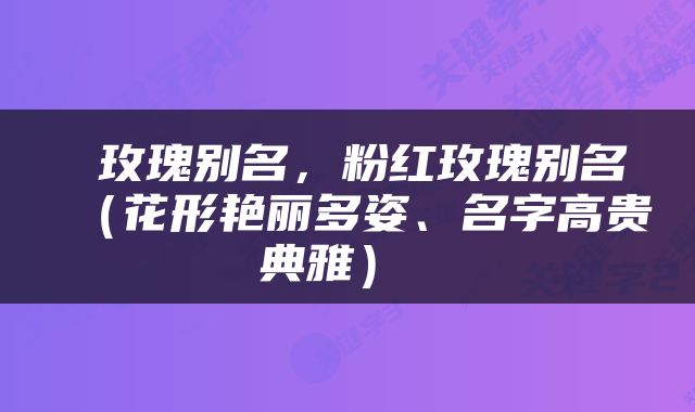  玫瑰别名，粉红玫瑰别名（花形艳丽多姿、名字高贵典雅） 