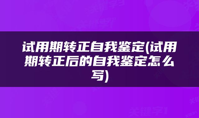 试用期转正自我鉴定(试用期转正后的自我鉴定怎么写)