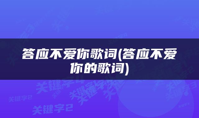 答应不爱你歌词(答应不爱你的歌词)