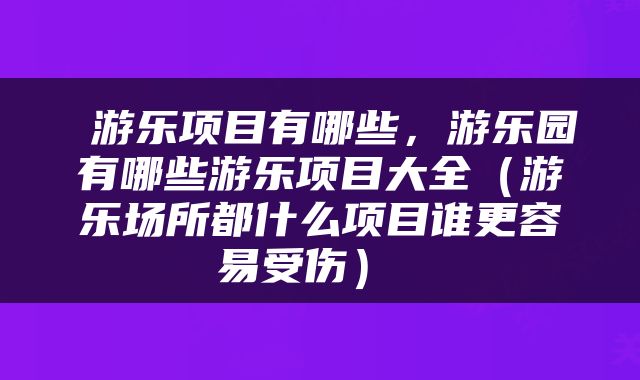  游乐项目有哪些，游乐园有哪些游乐项目大全（游乐场所都什么项目谁更容易受伤） 