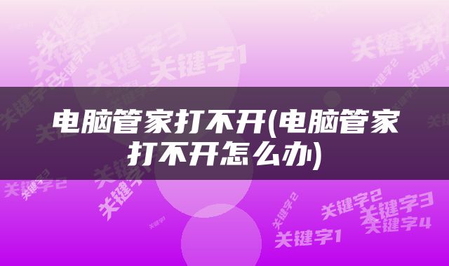 电脑管家打不开(电脑管家打不开怎么办)