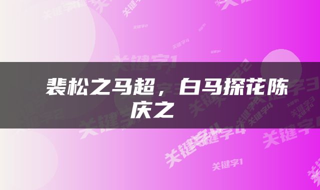  裴松之马超，白马探花陈庆之 