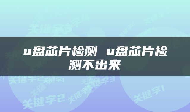 u盘芯片检测 u盘芯片检测不出来