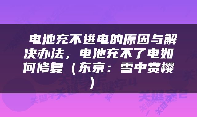  电池充不进电的原因与解决办法，电池充不了电如何修复（东京：雪中赏樱） 