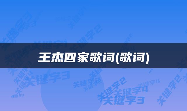 王杰回家歌词(歌词)