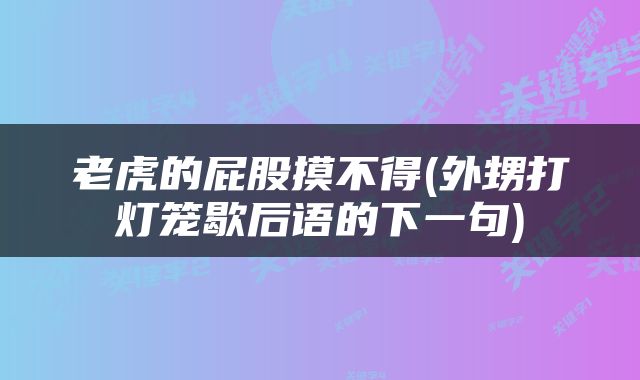 老虎的屁股摸不得(外甥打灯笼歇后语的下一句)