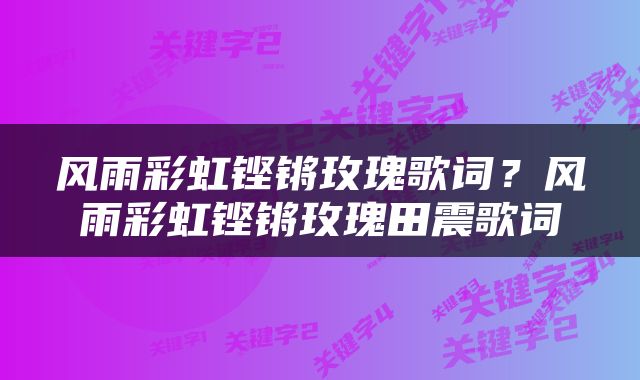 风雨彩虹铿锵玫瑰歌词？风雨彩虹铿锵玫瑰田震歌词