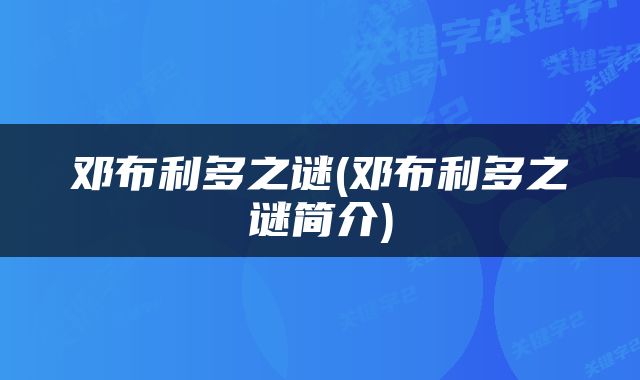 邓布利多之谜(邓布利多之谜简介)