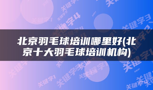 北京羽毛球培训哪里好(北京十大羽毛球培训机构)
