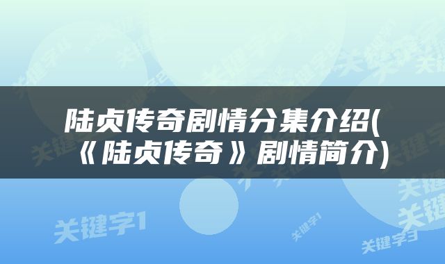 陆贞传奇剧情分集介绍(《陆贞传奇》剧情简介)