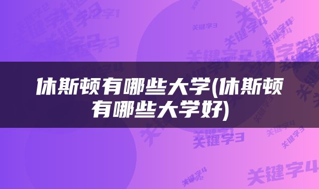 休斯顿有哪些大学(休斯顿有哪些大学好)