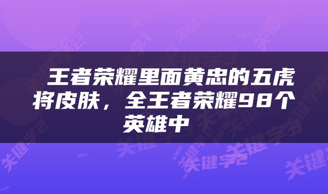  王者荣耀里面黄忠的五虎将皮肤，全王者荣耀98个英雄中 