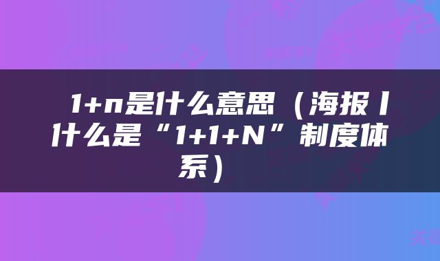  1+n是什么意思（海报丨什么是“1+1+N”制度体系） 