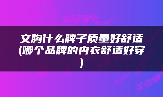 文胸什么牌子质量好舒适(哪个品牌的内衣舒适好穿)