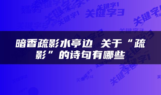 暗香疏影水亭边 关于“疏影”的诗句有哪些