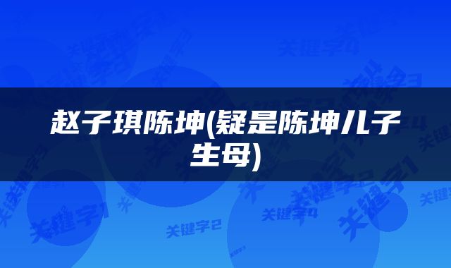 赵子琪陈坤(疑是陈坤儿子生母)