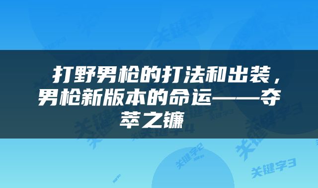  打野男枪的打法和出装，男枪新版本的命运——夺萃之镰 